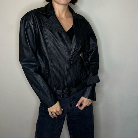 Alice + Olivia Cow Leather Moto Black Jacket Size M - Picture 9 of 15